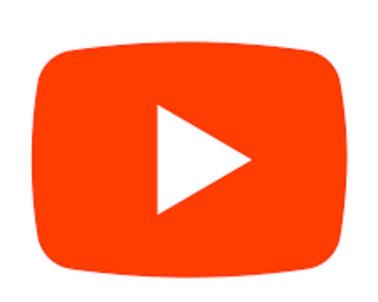 YouTube logo featuring a white play button inside a red rounded rectangle.
